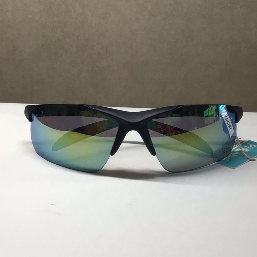 Men’s sporty black half frame sunglasses 60078